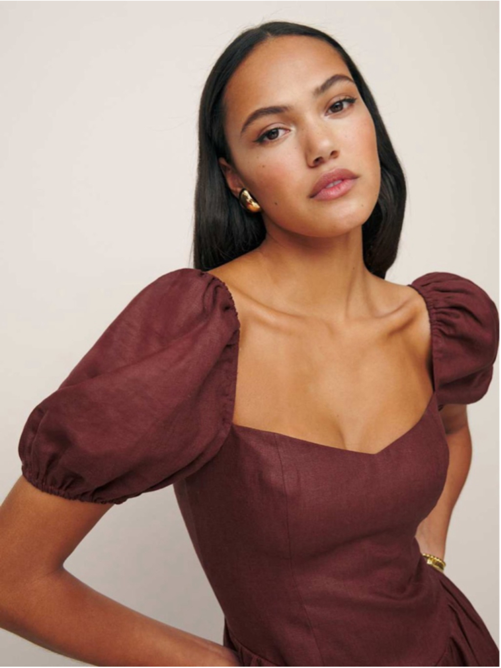 Reformation Davila Linen Chianti sz 0 - Picture 3 of 8